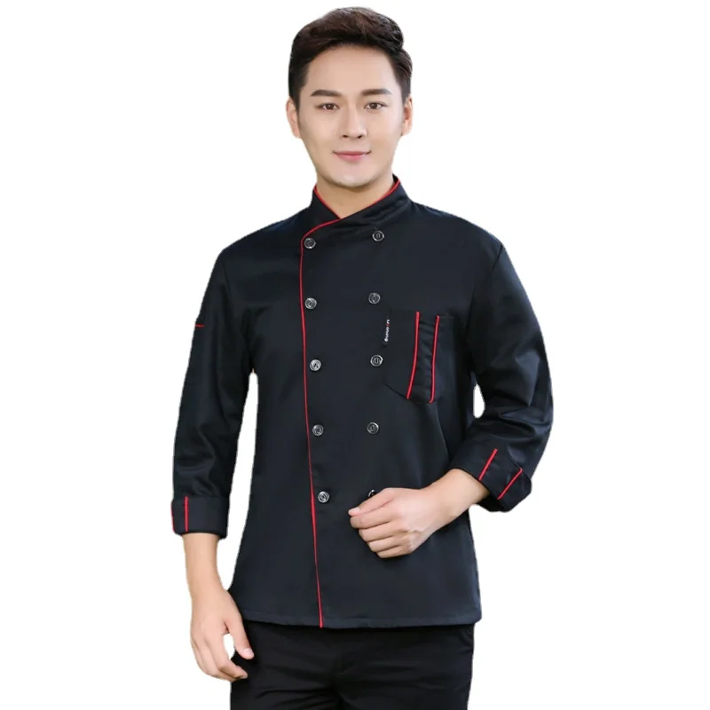 Đầu Bếp Mới Thống Nhất Unisex Đầu Bếp Quần Áo Làm Bánh Nhà Hàng Công Việc Nhà Bếp Mặc Áo Dài Tay Thoáng Khí Khách Sạn Đầu Bếp Áo Khoác Dịch Vụ Thực Phẩm