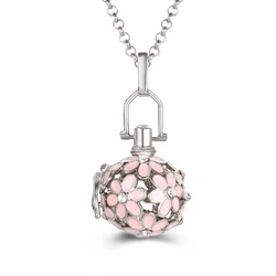 New Painted Flowers Aromatherapy Music Ball Cage Pendant Copper Vintage Essential Oil Diffuser Perfume Lockets Necklace Jewelry