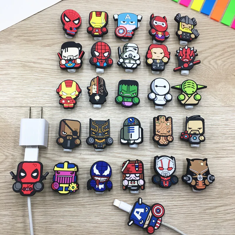 10 szt. Osłony na kabel USB Disney Organizer do zarządzania linią danych klips Protetor De Cabo zwijający kabel do iPhone Samsung Huawei