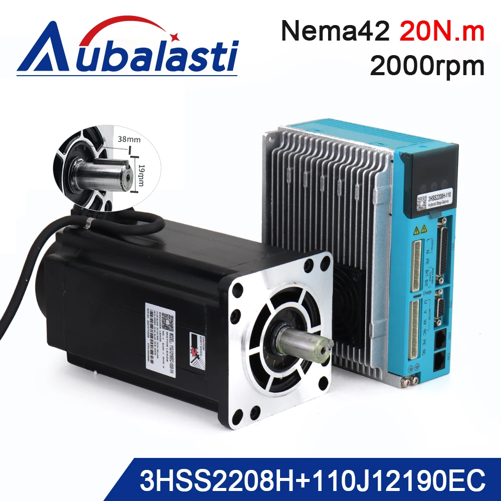 JMC Nema42 3Phase 20N.m Closed Loop Stepper Servo Motor Driver Kits 2000rpm 2830ozf.in Shaft Dia.19mm 110J12190EC+3HSS2208H-110