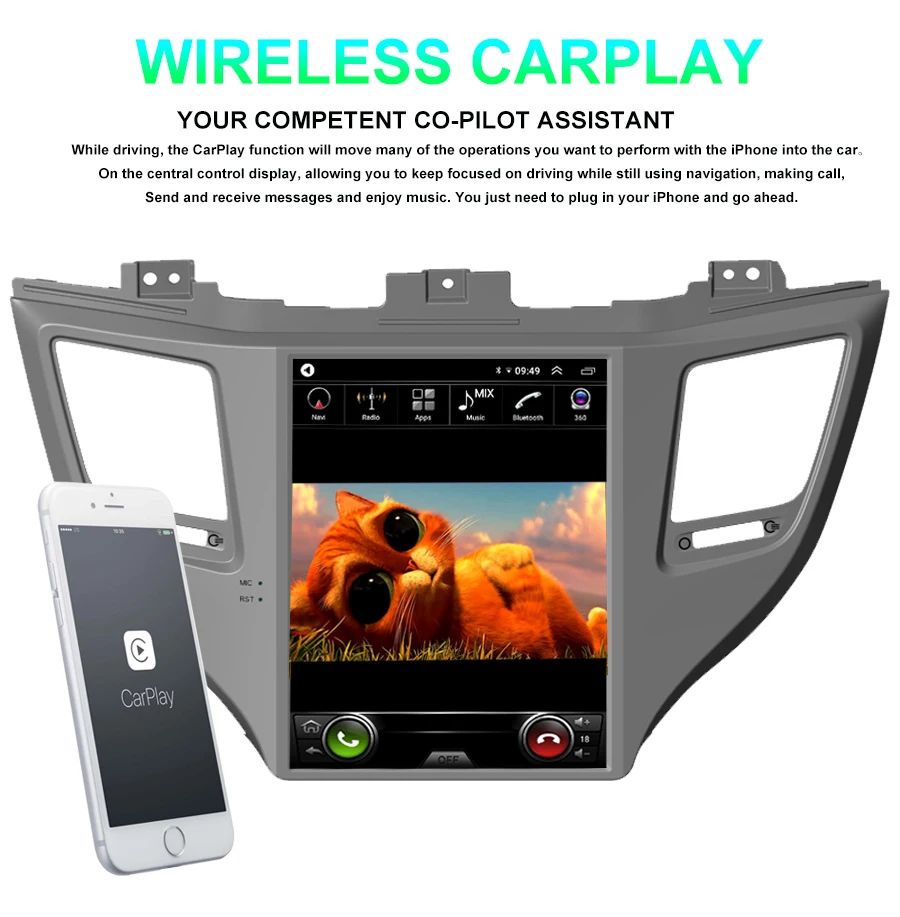 2 Din Car Multimedia Player GPS Navigation For Hyundai Tucson 2017 2016 9.7inch Vertical Screen Tesla Style Android 13 Car Radio