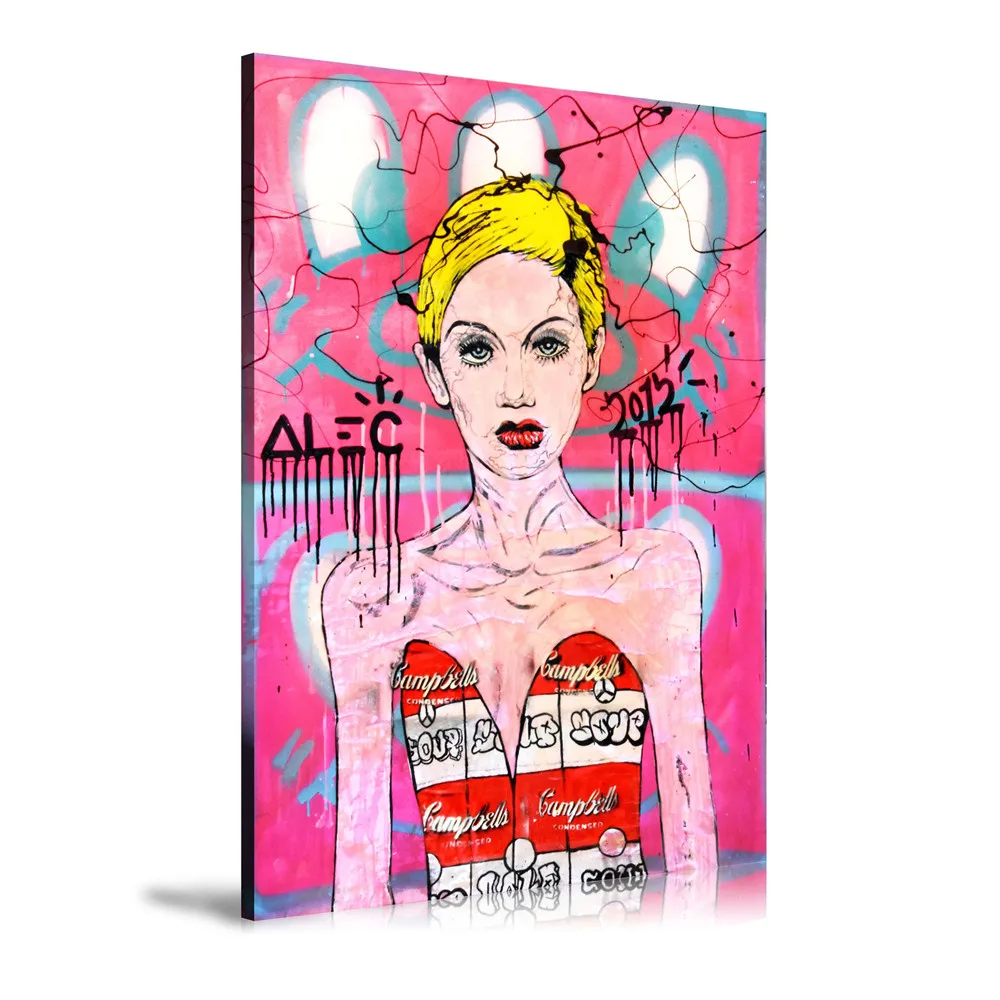 Alec Monopolys DRESS Vs Rabbit Woman , Painting Canvas Modern Art Decorative Wall Pictures Home Decor