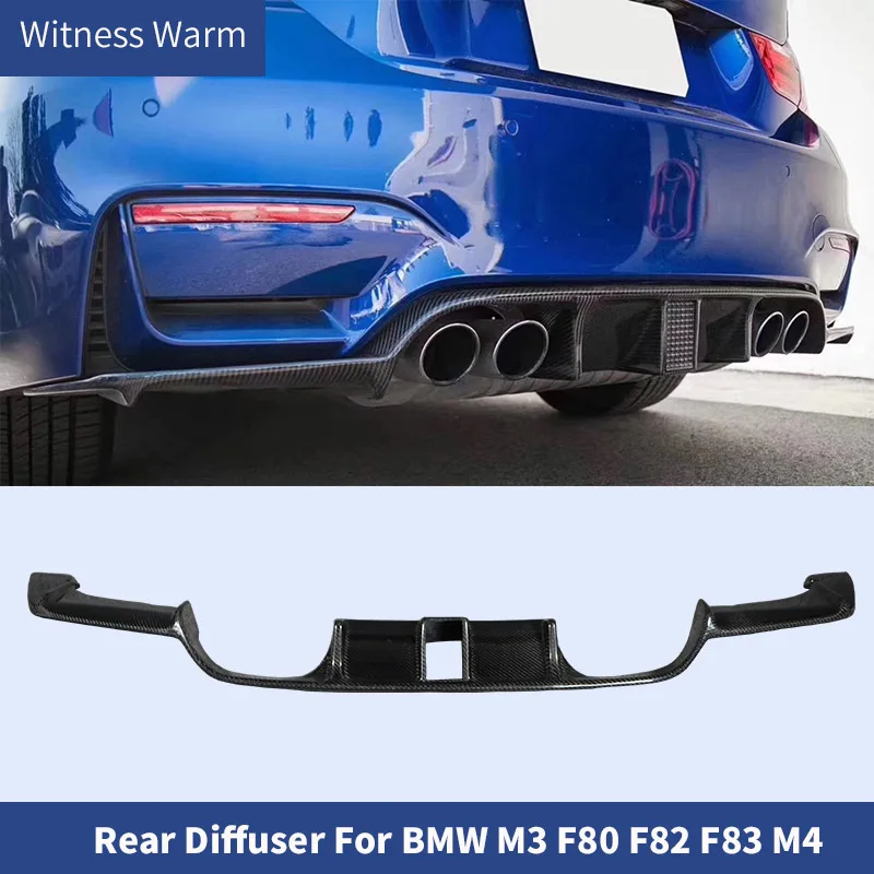 Rear Diffuser Carbon Fiber Bumper lip Spoiler with Led Light for BMW M3 F80 F82 F83 M4 2014-2020