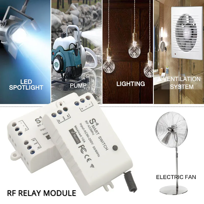 Diese 433Mhz Không Dây Tiếp Thu Điều Khiển Từ Xa AC 85V ~ 250V 1CH RF Điều Khiển Và Bộ Phát, cho Ánh Sáng/Nhà Ứng Dụng
