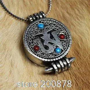 Tibetan Prayer Box Tibetan Amulet Pendants Small OM Amulets Round GAU Amulet Locket TGB009