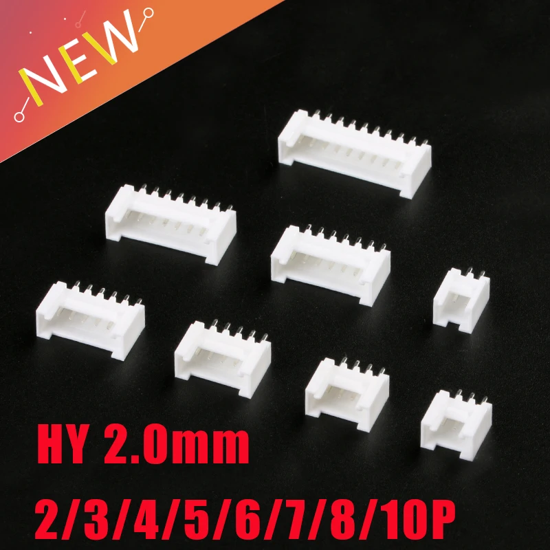 20PCS HY 2.0mm connector HY2.0 buckle straight pin socket 2P 3P 4P 5P 6P 7P 8Pin male pin header for PCB board