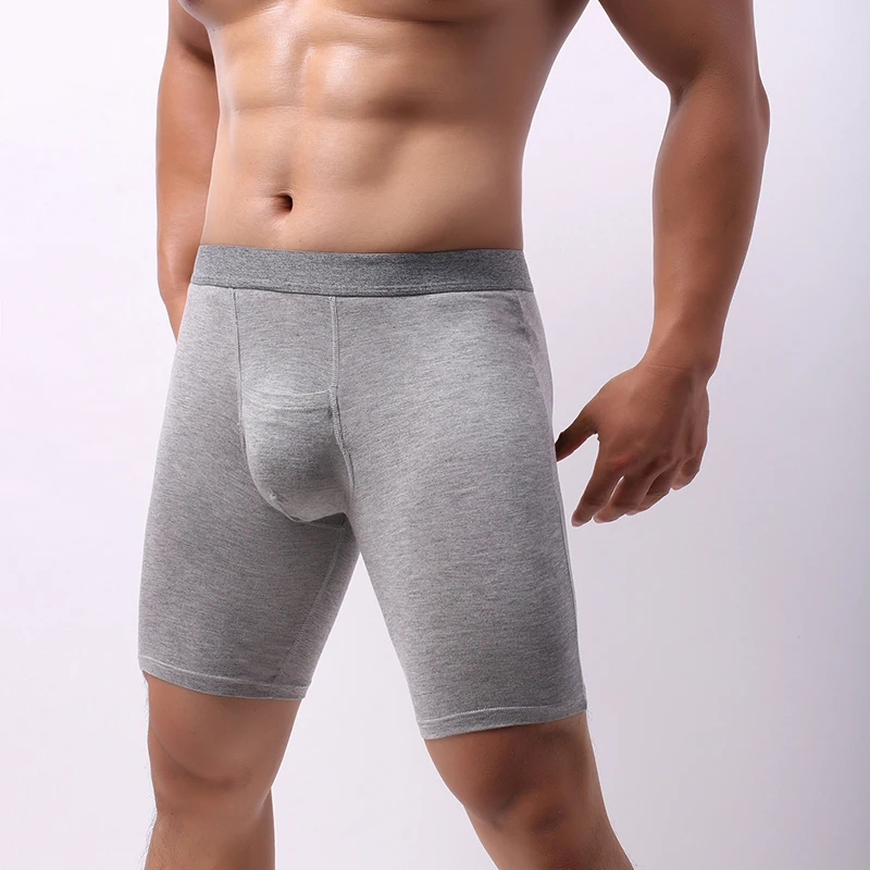 Ropa interior suave de Modal para hombre, Boxershort largo, cápsula para el cuidado del escroto, separación convexa en U, bragas para hombre,