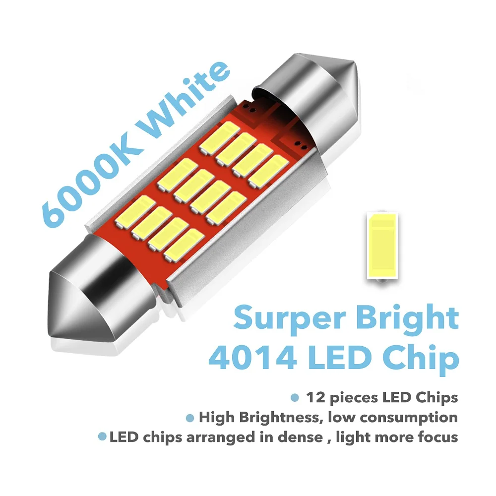 2 stücke Canbus Girlande 36mm Led-lampe C5W 4014 SMD Lampe Auto Lizenz Platte Lichter Für Volkswagen VW Golf 3 4 5 6 Passat B6 B5 3c Polo