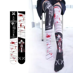 Sexy Black Letter Long Socks Women Over Knee Thigh High Stockings For Ladies Girls Warm Cosplay Japanese Cute Silk Stockings