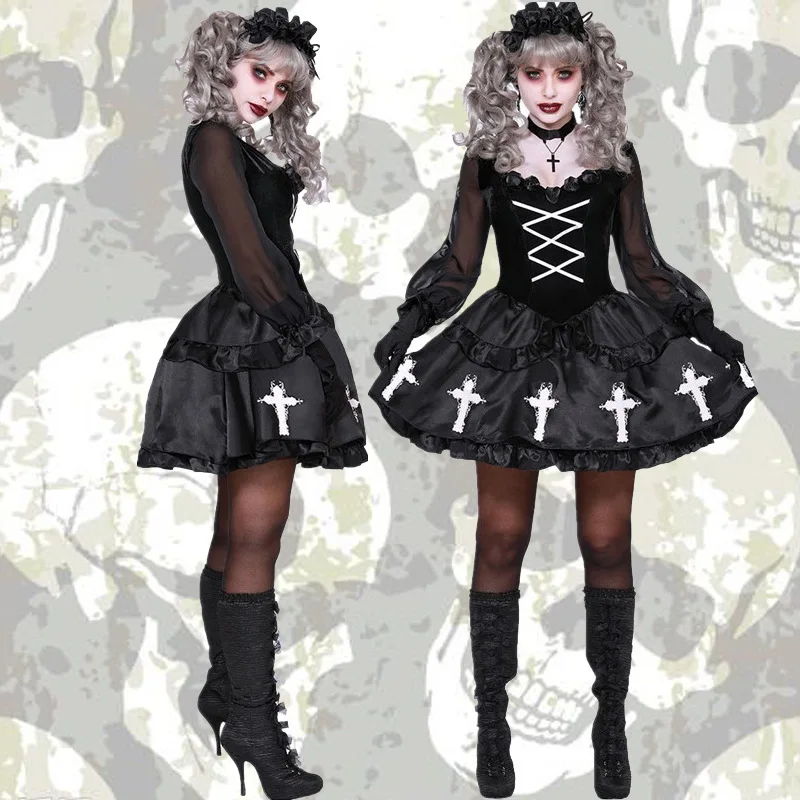 

Halloween Women Cosplay Scary Clown Stage Costume Gothic Lolita Ghost Doll Costumes Stage Performance Disguise Sexy Vintage 2022