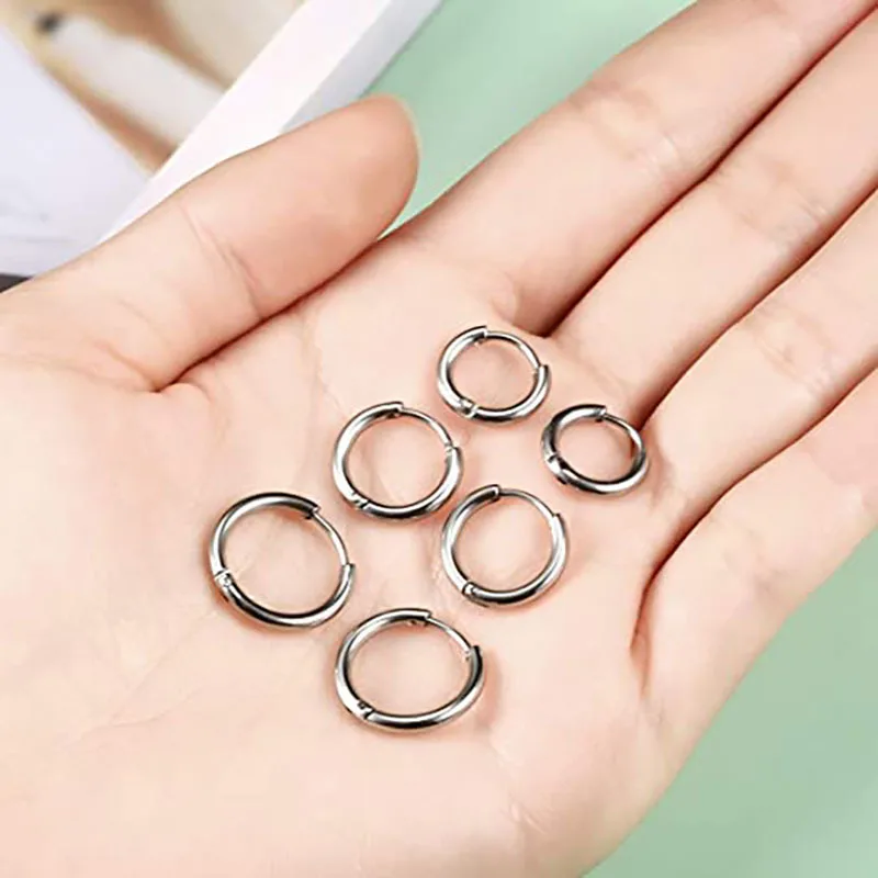 1 pair Trendy Small Hoops Earring Ear Piercing Cartilage Tragus Women/Man Circle Anti-allergic Ear ring 8/10/12/14/16/18/20mm