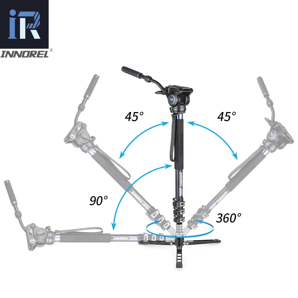 INNOREL PW70 Tabletop Tripod Monopod Base CNC 360 Degree Aluminum Foldable Camera Stand  with Ball Head,Screw and Phone Mount