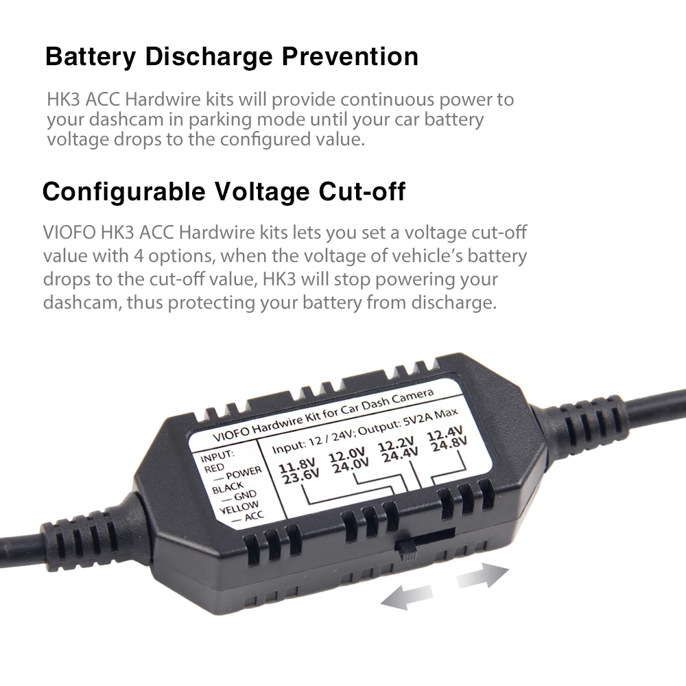 VIOFO TYPE-C HK4 Hardwire набор с 8 шт. полный набор предохранителей для A119MINI2/A229PLUS/A229PRO/A139/A139PRO/T130/WM1