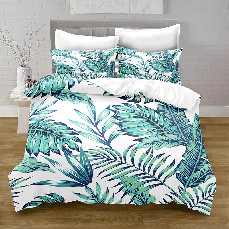 100% Polyester Plant Flowers Duvet Cover Digital Printing Bedding Set with Pillowcase Bed Sets for Girl Quilt Bedding Set