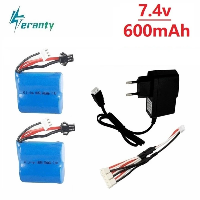 Teranty 7.4v 600mAh 18350 zestawy ładowarek do H100 H102 H106 7.4v akumulator litowo-jonowy do JJRC S1 S2 S3 S4 S5 szybka zdalnie sterowana łódka RC