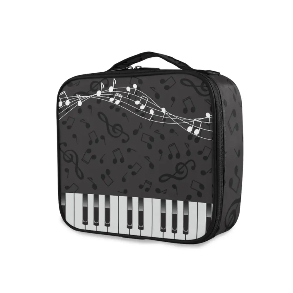 Portable Women Make Up Cosmetic Bag Piano Keys Notes Pattern Beauty Case Organizer Toiletry Kits Bag Wash Pouch Travel Essential