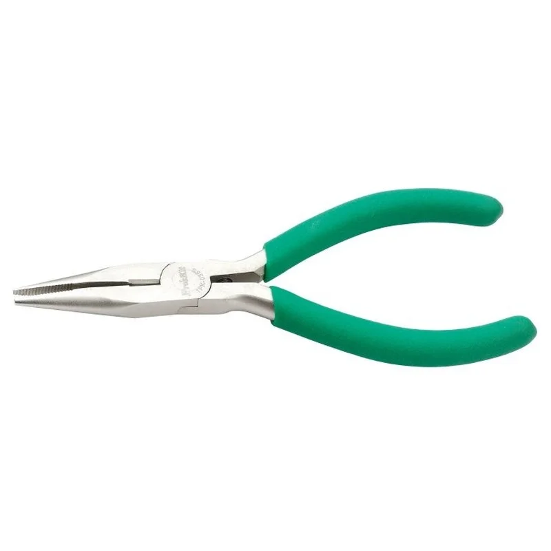 Proskit 1PK-036S non-slip green handle titanium long-nosed pliers with teeth, precision electronic pliers, durable, rust-proof