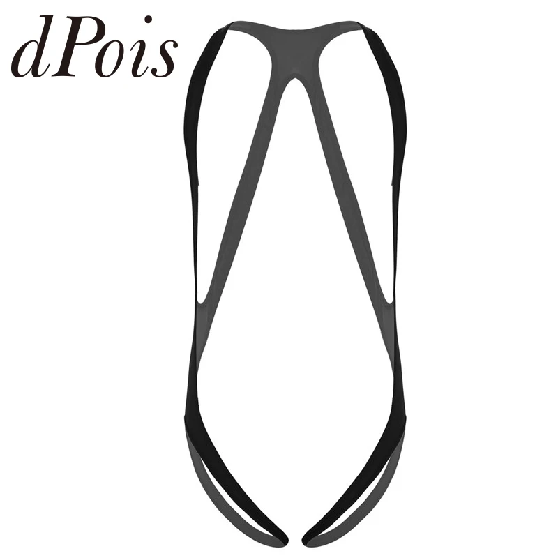 

Mens One-piece Crotchless Lingerie Body Chest Harness Halter Elastic Wide Straps Mankini Jockstrap Underwear Leotard Bodysuit