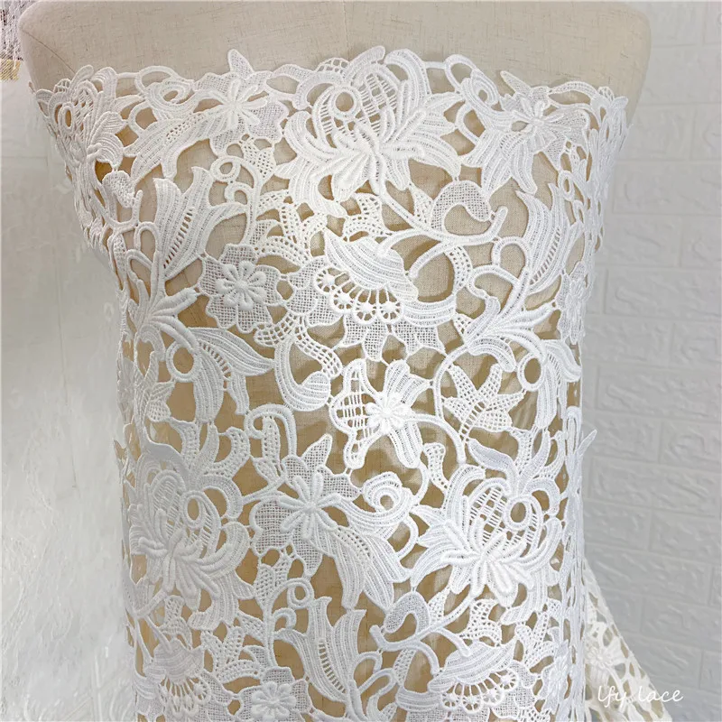 LFY 2019 Latest Guipure Cord Lace ivory High end quality DIY sewing cloth garment wedding bridal dress lace fabric