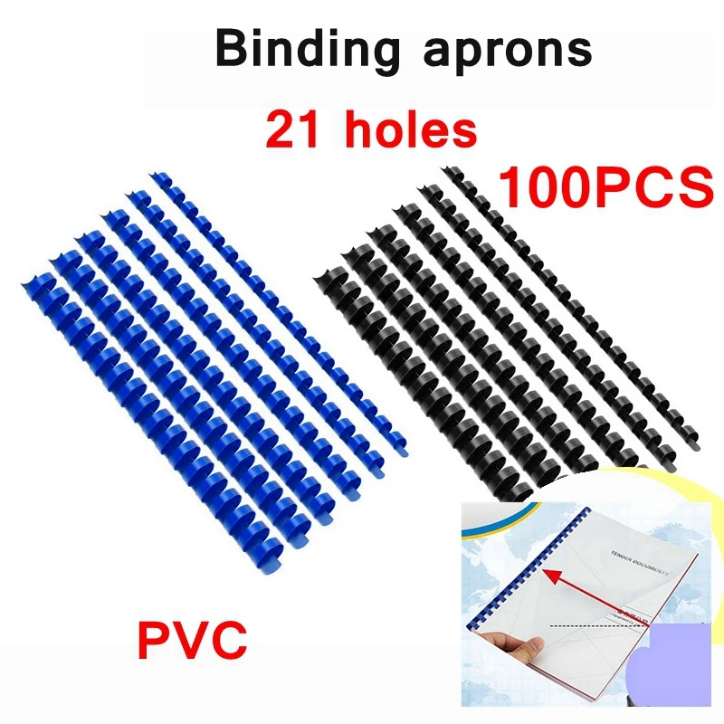 50 stks/doos PVC bindende schorten 21 ringen 18-51mm binding 140-450 vellen A4 bindende schorten kam bindmachine leveranciers 4 kleuren