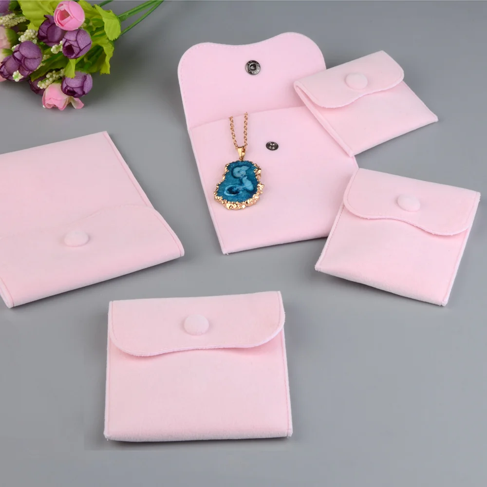 2pcs/lot Velvet Pouch Jewelry Bag Snap Fastener Bags Soft Jewelry Gift Bag Packaging Storage Bracelet Earring Necklace