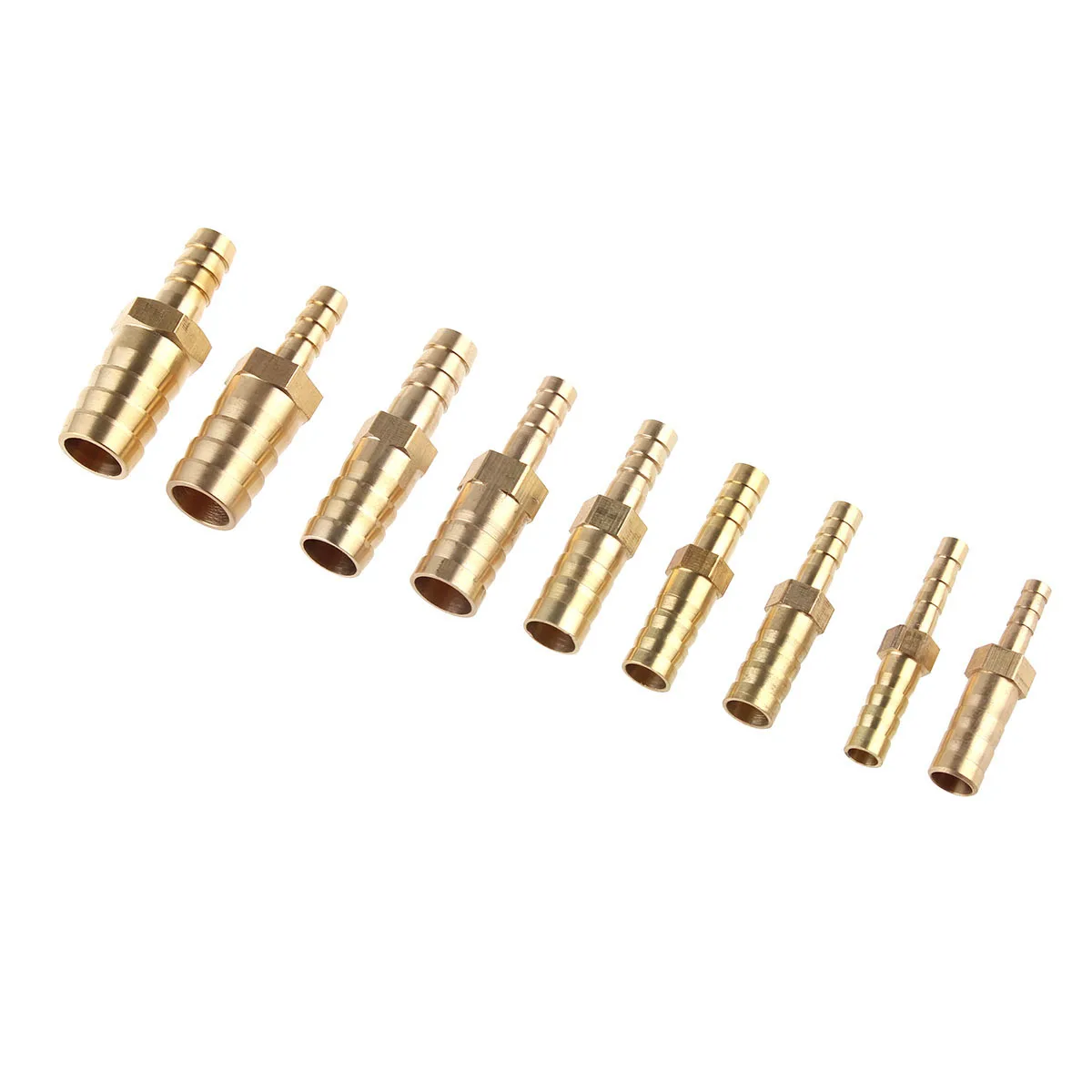 Brass Reducing Straight Hose Barb 2 Way Pipe Fitting Reducer Copper Joiner Splicer Connector Coupler Adapter For Fuel Gas Water