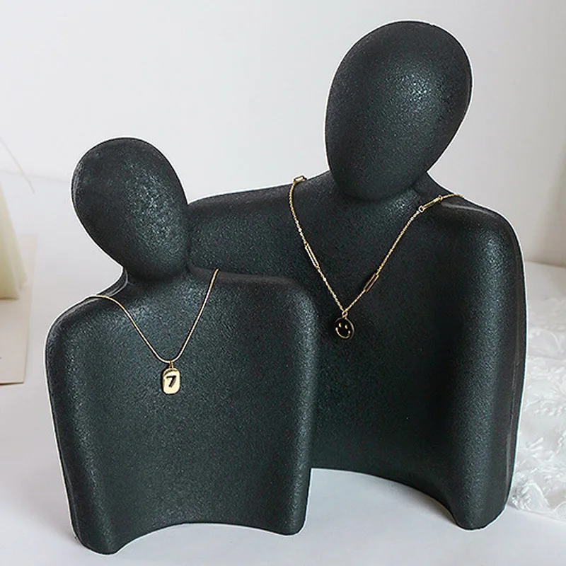 Nice L/M Matte Resin White/Black Medium Side Portrait Model Earrings Necklace Jewelry Display Stand Necklace Display Props