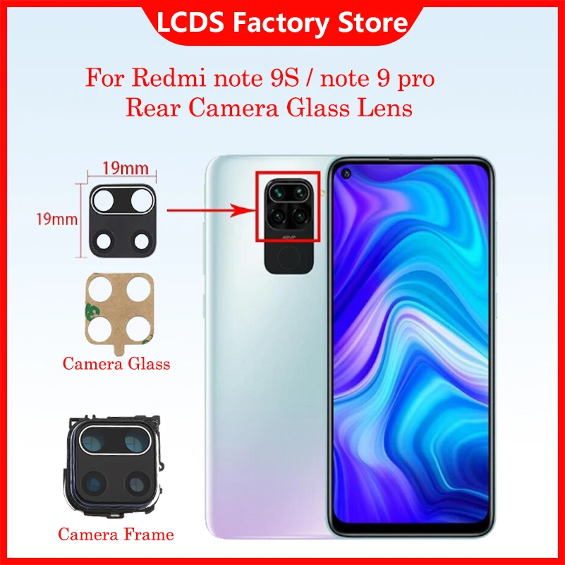 Rear Camera Glass Lens Cover With Frame Holder For Xiaomi Redmi Note 9S 9 Pro with Sticker Replacement Parts