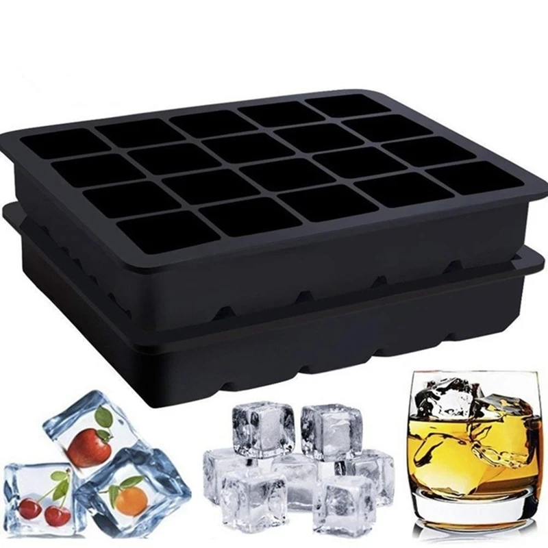 20 Grid Ice Cube Mold Silicone Chocolate Ice Cream Jelly Candy Pudding Mold Tray Maker Holder with Lid Easy Release