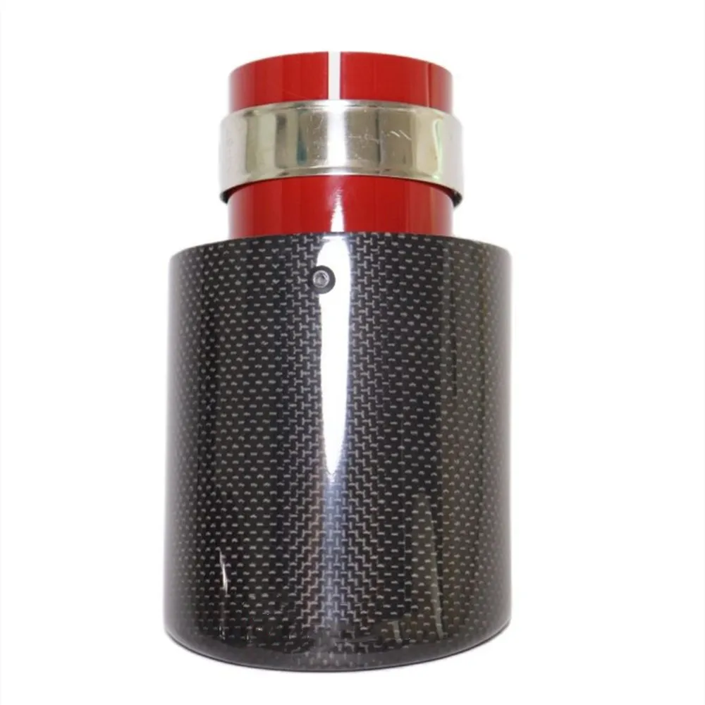 Car Glossy Carbon Fibre Exhaust System Muffler Pipe Tip Curl Universal Red Stainless Mufflers Decorations For Akrapovic