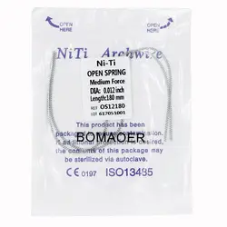 Dental Orthodontic Niti Open Coil Spring, Materiais de Correção Dentisty, Light Force, Dentista, Niti, 180mm Comprimento, 0.01 ''0, 12