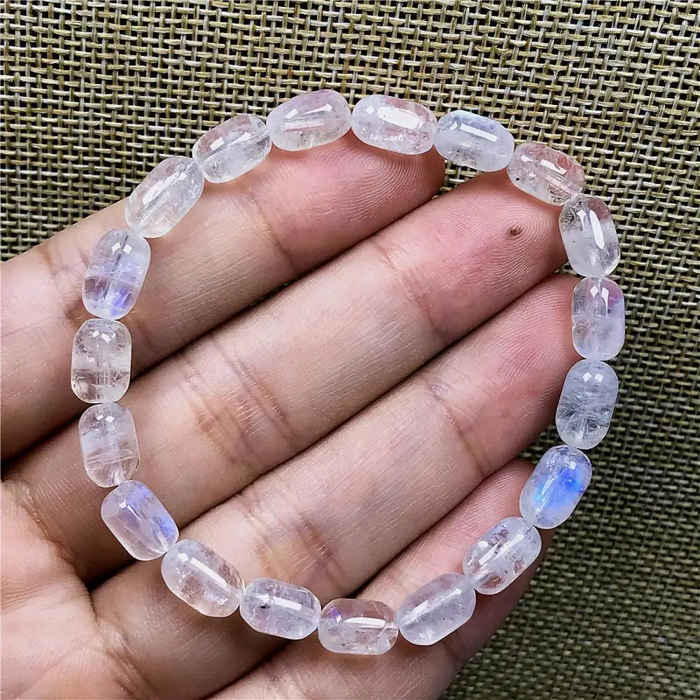 9x6mm Top Natural Blue Light Moonstone Bracelet Jewelry For Women Lady Man Stretch Crystal Round Beads Gemstone Bracelet AAAAA