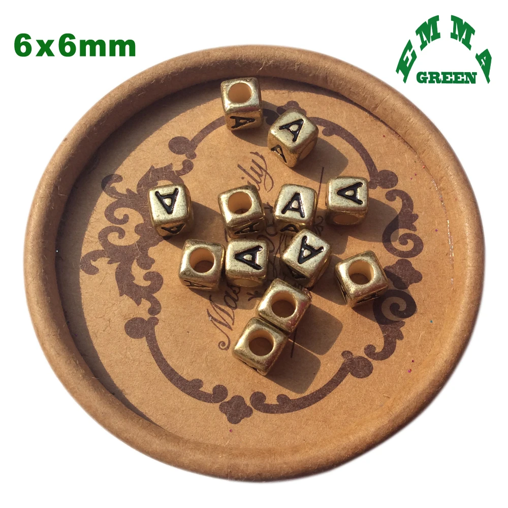 Letter Beads for Kids Gold Beads 6mm 2600pcs Acrylic Beads Cube Beads for Women Jewelry Making Alphabet Beads Loose Bead for Diy