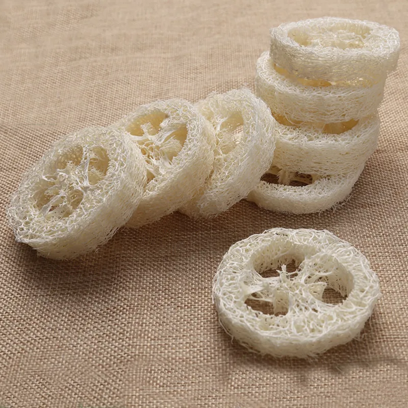 100 pcs Natural Loofah Luffa Loofa Slices Handmade Loofah Soap Tools Cleanner Sponge Facial Soap Holder