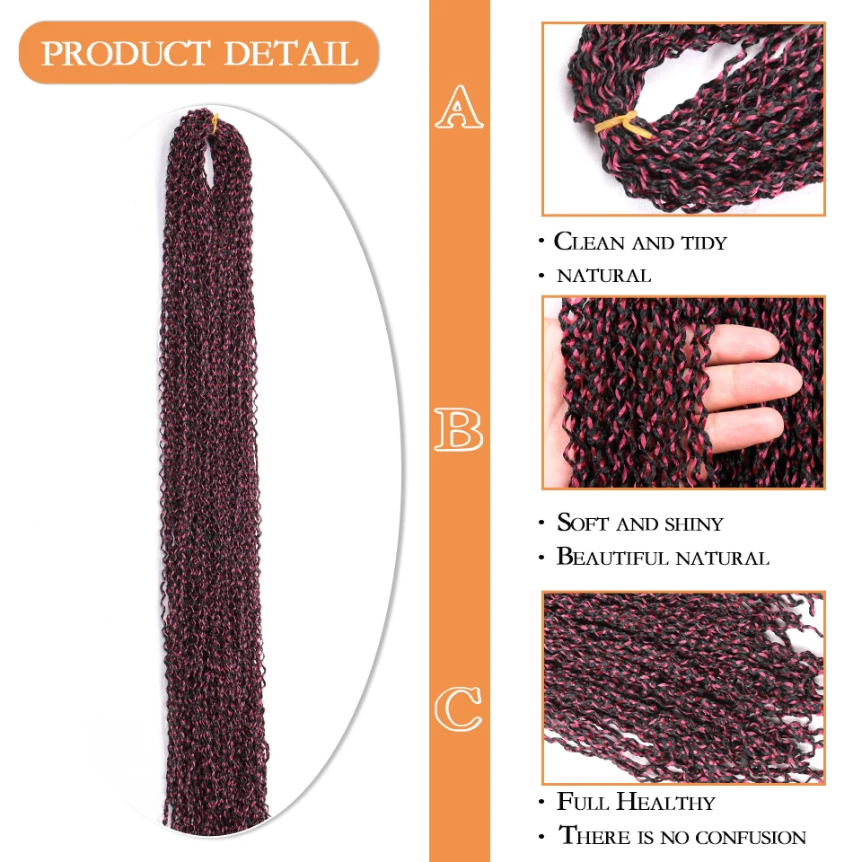 Synthetic Long Curly Zizi Braids Crochet Thin Box Braids Twist Synthetic Braiding Hair 28inch Freetress Crochet Braid Locs