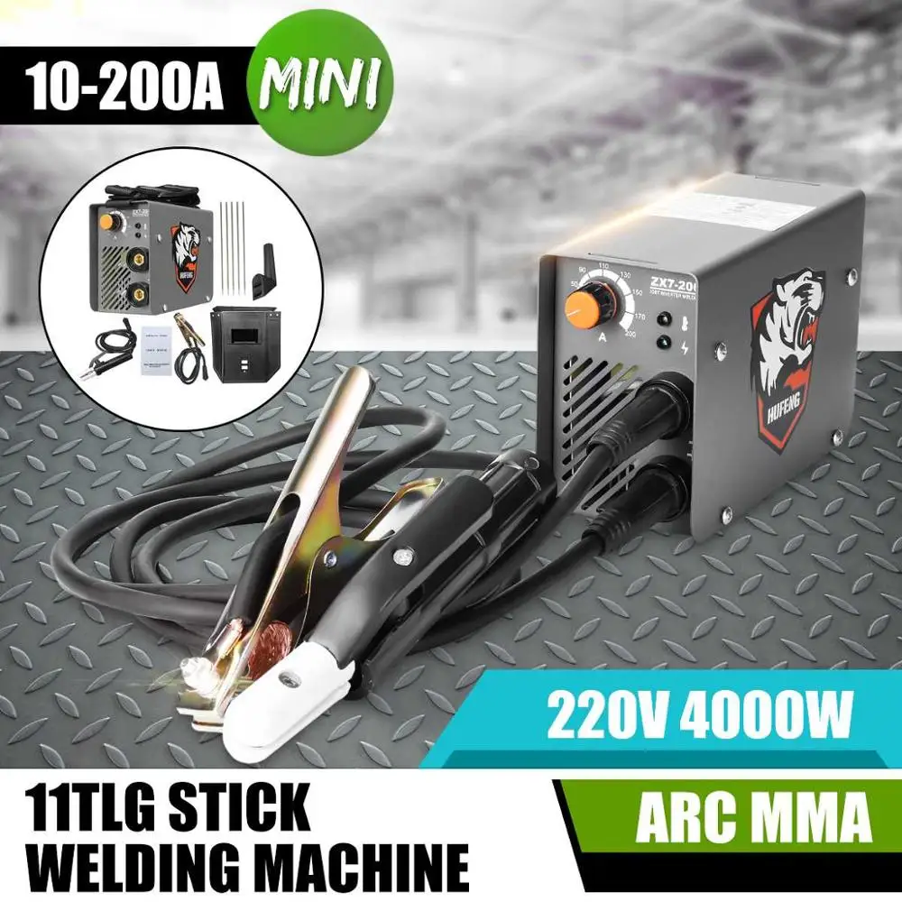 ZX7-200 220V 10-200A 4000W Handheld Mini MMA Electric Stick Welder Inverter ARC Welding Machines Metalworking Welding Tools