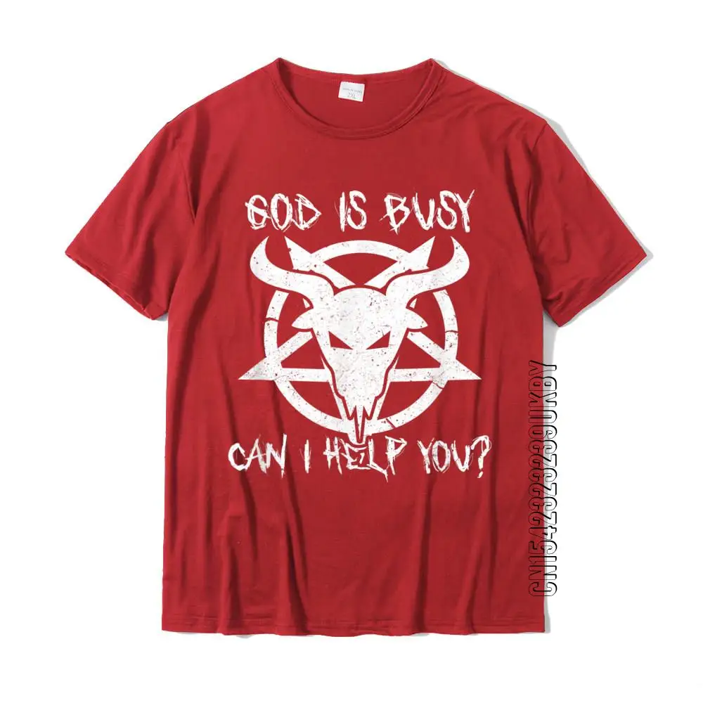 God Is Busy Can I Help You Funny Satan Goat Satanic T-Shirt T Shirt For Students Classic T Shirt New Design Normal Cotton