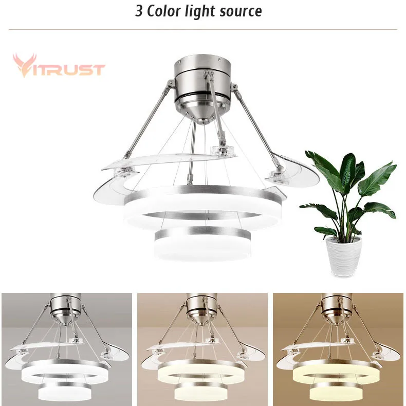 Creative simple ceiling fan Invisible fan light living room dining room bedroom home chandelier with fan image 5