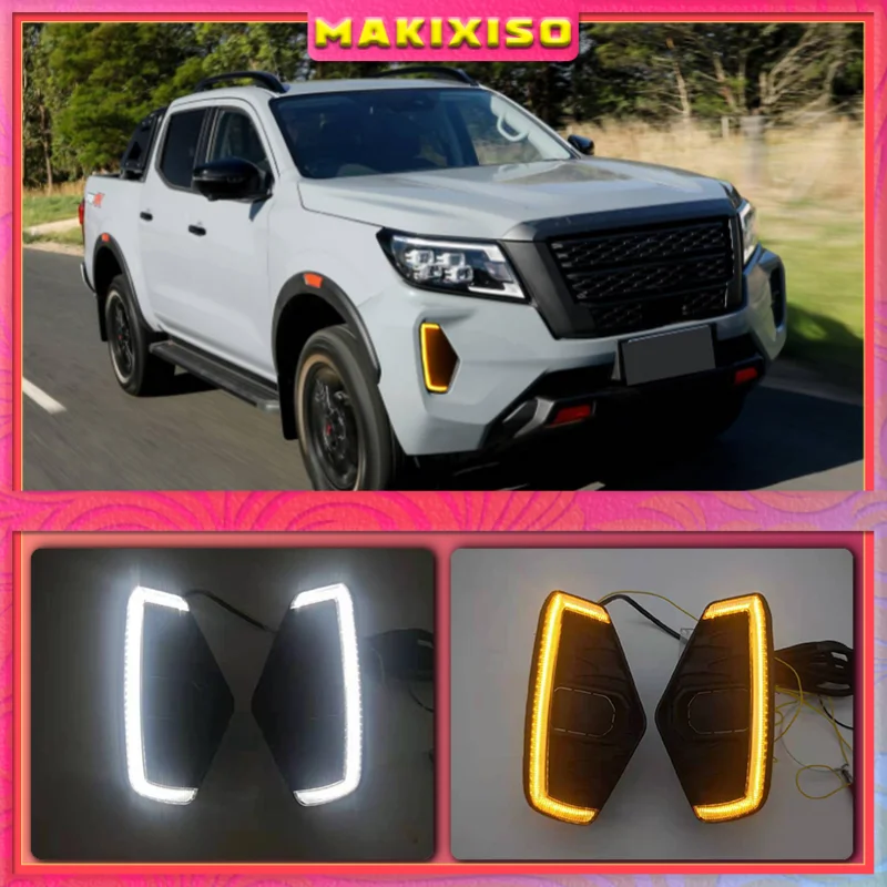 

1Pair Car light For Nissan Navara NP300 2020 2021 LED Daytime Running Light DRL with yellow signal