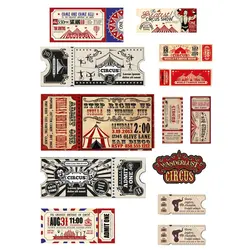 2 PCS Vintage Circus Ticket DIY Decor Scrapbook Book Journal Stationery Stickers Planner Patchwork Craft Supplies