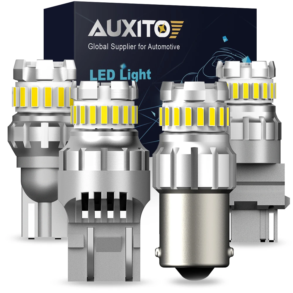 2Pcs AUXITO P21W BA15S LED Canbus W16W T15 LED Bulb 4014SMD 1157 7443 LED Driving Lamp T25 3157 W21W 7440 WY21W Car Light White