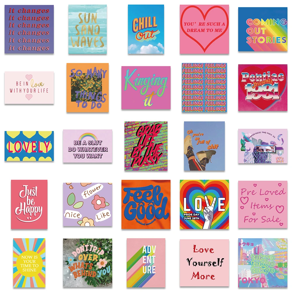 10 30 50PCS Cute Inspirational Quotes Stickers Aesthetic Laptop Water 
