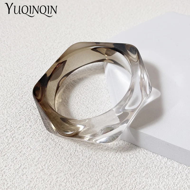 Multicolor Resin Acrylic Fashion Bangles for Women Boho Jewelry Geometric Trendy Femme Hand Bangle Bracelets with Designer Charm