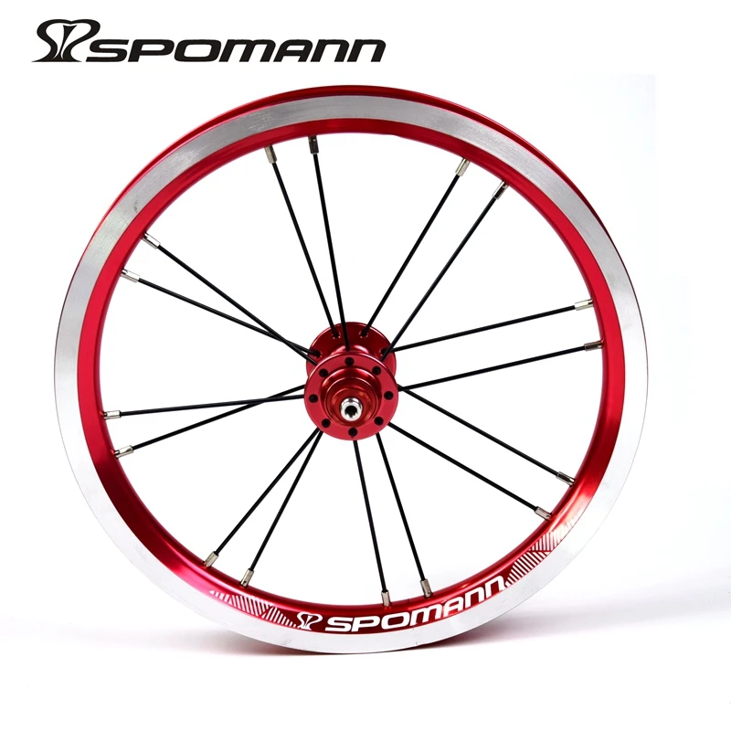 Newest SPOMANN 14 inch Folding bike alloy V brake BMX bicycle clincher rim wheelset MTB 14er 9T single speed freewheel