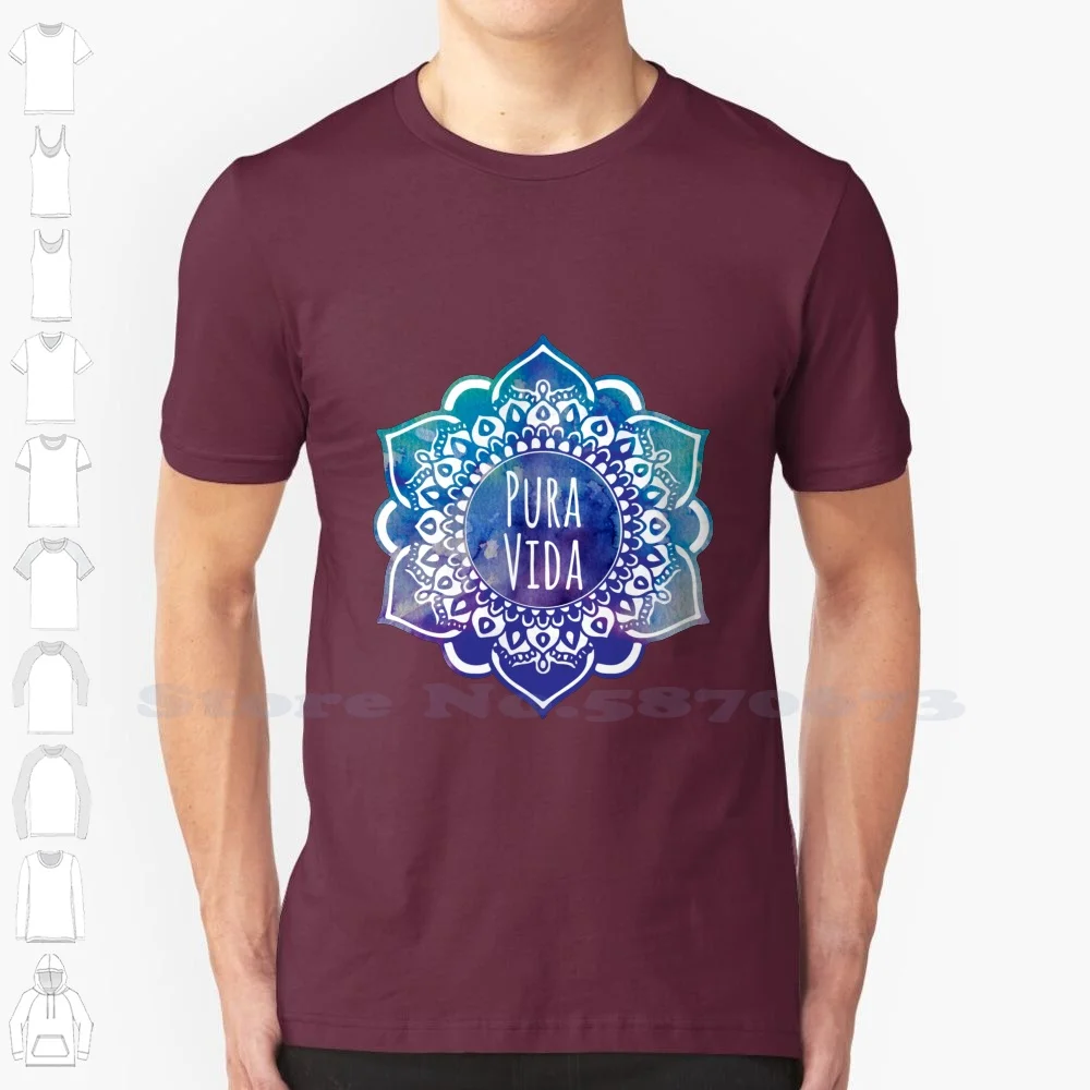 Pura Vida Watercolor Mandala 100% Cotton T-Shirt Pura Vida Mandala Popular Pretty Laptop Cute Funny Hippie