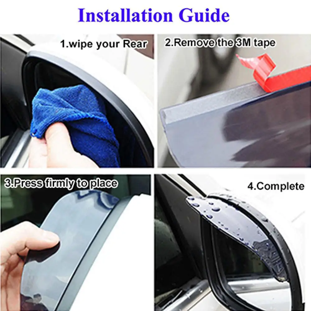 2Pcs Car Side Rear View Mirror Rain Eyebrow Visor Rain Shield Mirror Clear Waterproof Rain Snow Shield for Car Truck Accessories