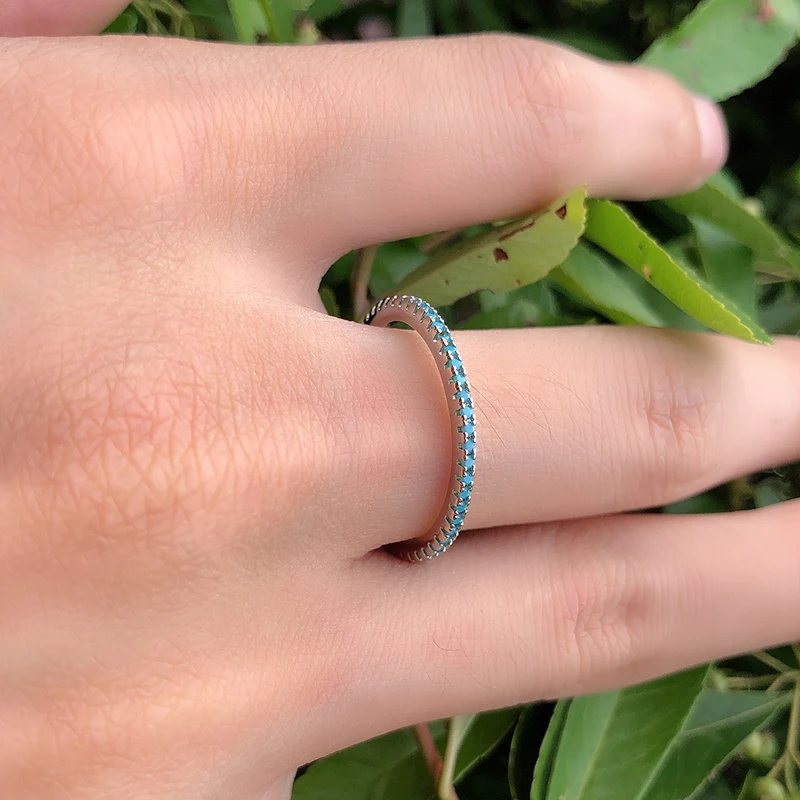Women's Kinel Tibetan Silver Turquoise Charm Stackable Ring