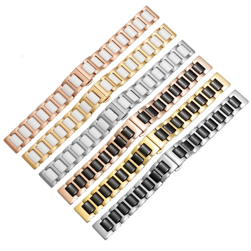 Stainless steel in Ceramic watchband 12 13 14 15 16 17 18 19 20 21 22mm watch strap women man fashion Quick release Bracelet