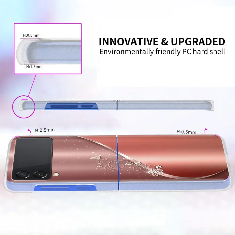 Fundas Hülle für Samsung Galaxy Z Flip 3 4 5G Transparente harte Handyhülle ZFlip3 Clear PC Luxus Love Bow