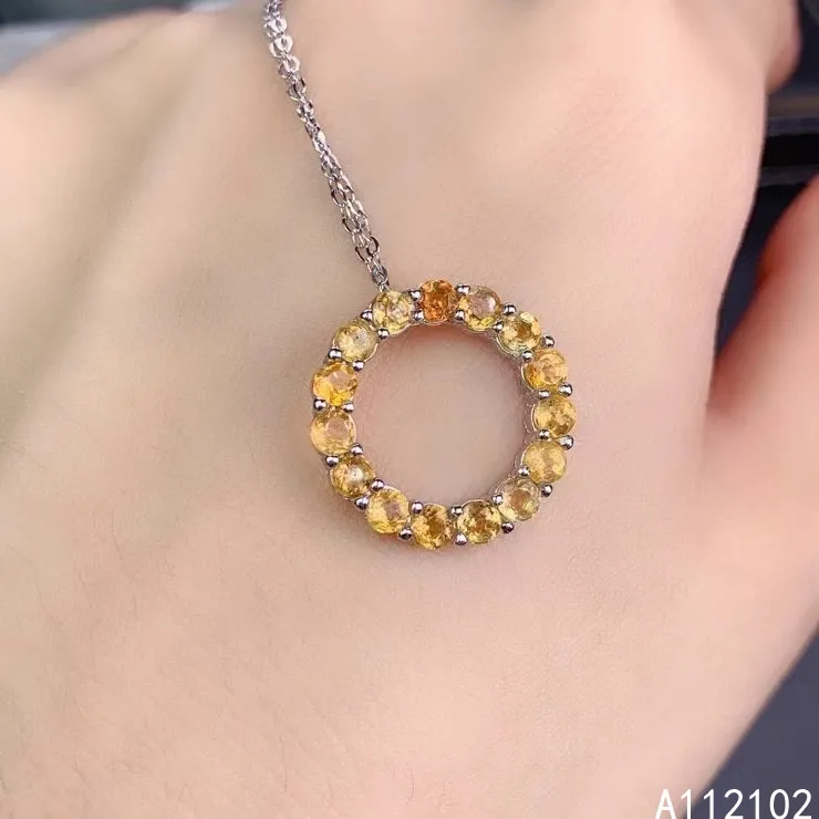 

KJJEAXCMY fine Jewelry 925 Sterling Silver Citrine Girl new trendy Pendant Necklace Chinese style hot selling